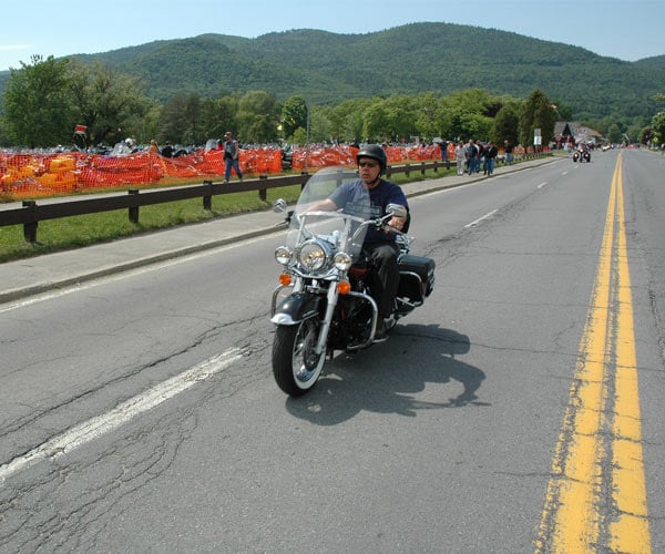 Motorcyle on Road in the Adirondacks