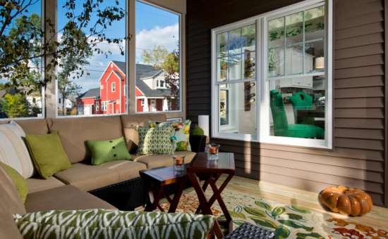 Screened porch in our McKenzie's Way model in Saratogs Springs