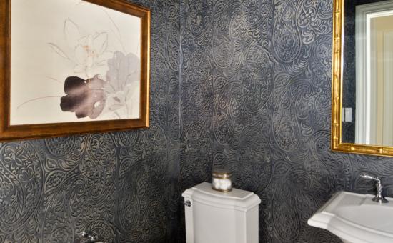 Burnished Copper wall finish with accent details