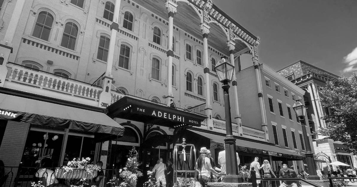 black and white photo of Adelphi hotel