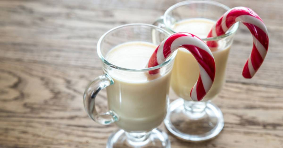 eggnog with candy canes