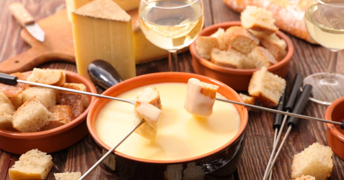 fondue and wine