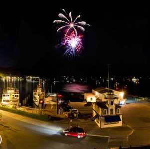 fireworks over lake