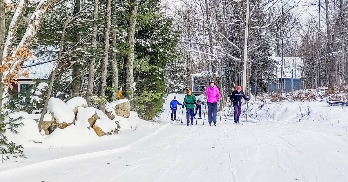 family cross-country skiing