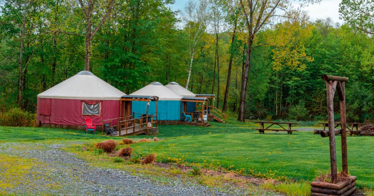 yurts in a campground
