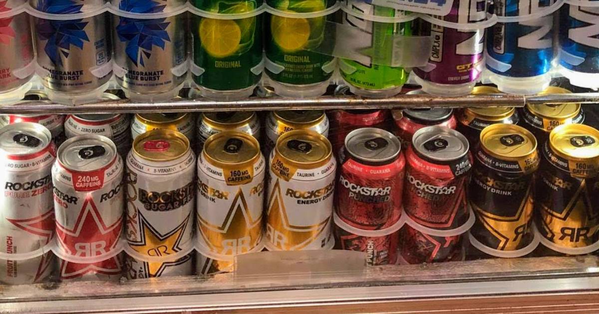 Rockstar energy drinks in a cooler