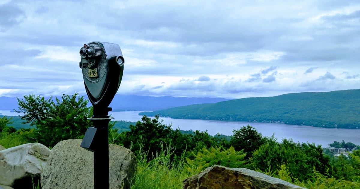 binocular station on a mountain road