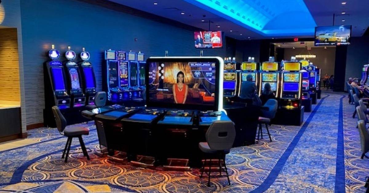 casino machine in a room with blue lighting