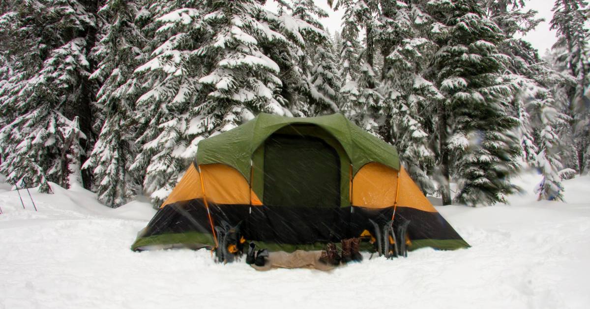 a tent in the snow