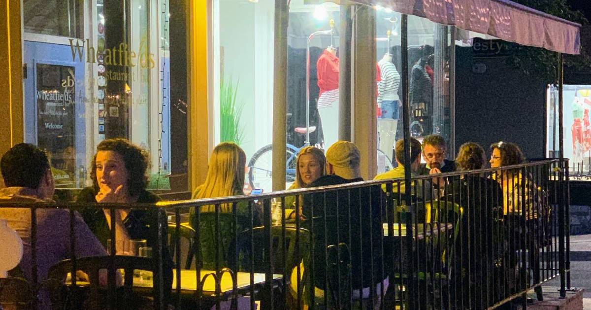 people dining on a patio