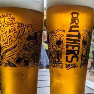 two glasses of Druthers beer