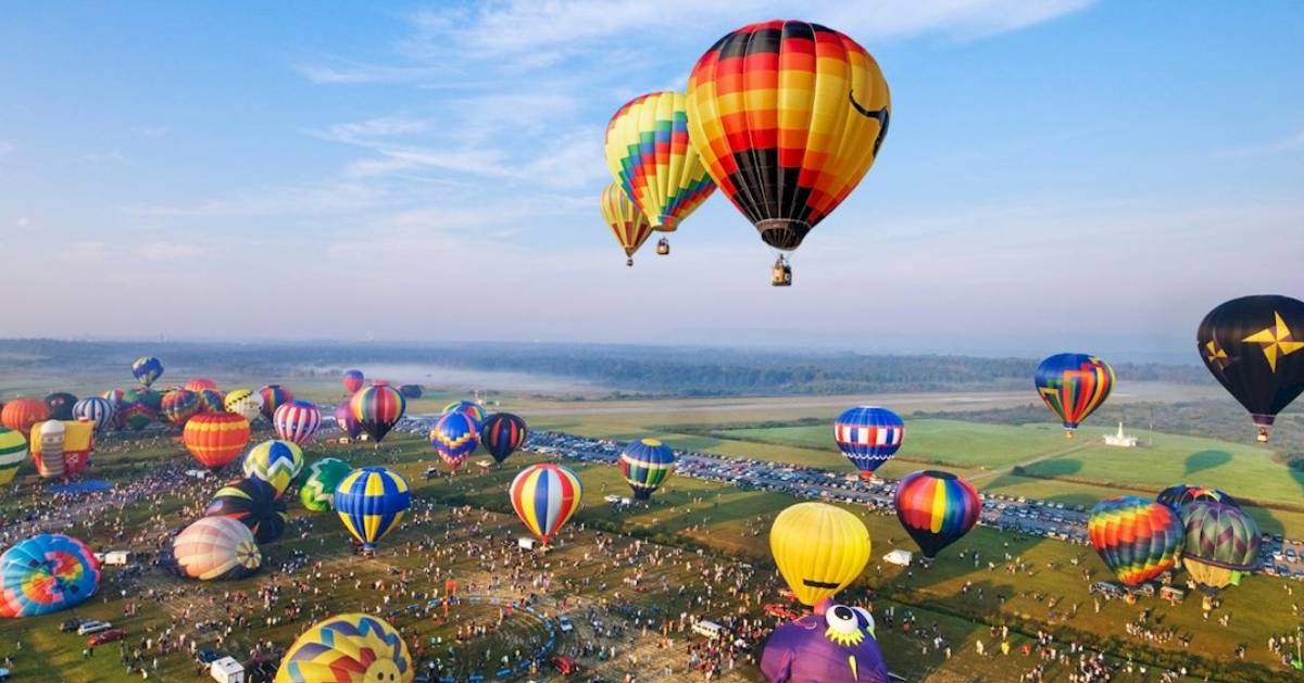 aerial view of balloon festival