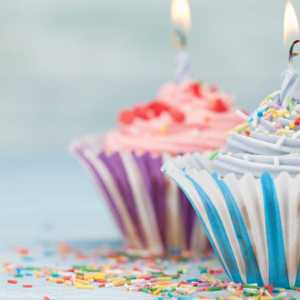 two birthday cupcakes