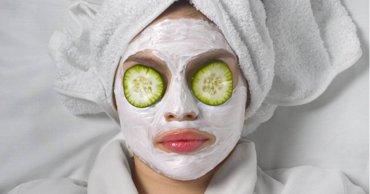 woman with spa mask