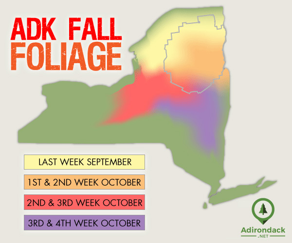 Adirondack fall foliage peak map