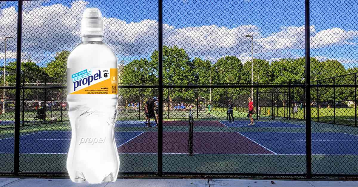 image of propel water on a pickleball court photo