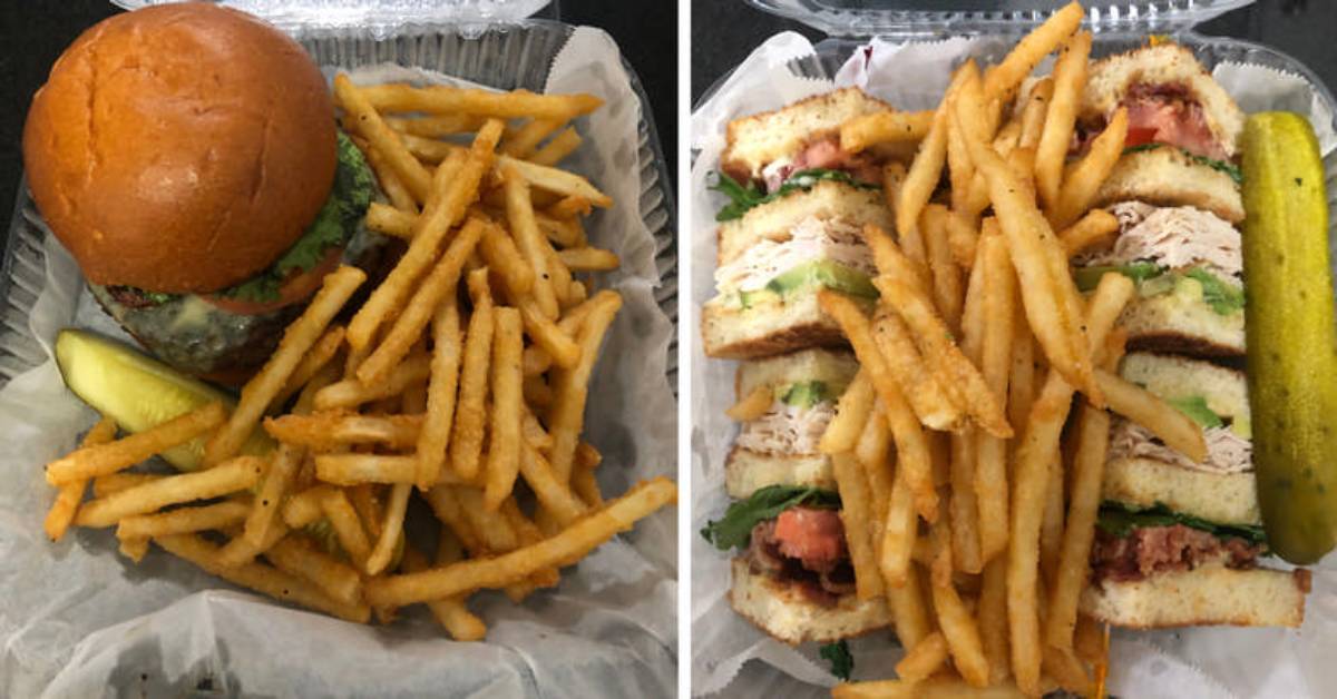burgers and sandwich and fries