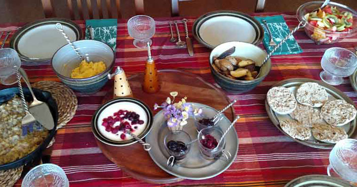 a full breakfast spread out on the table