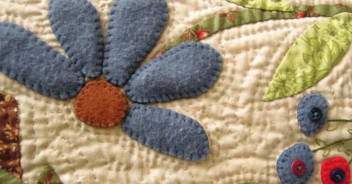 blue flowers on a quilt