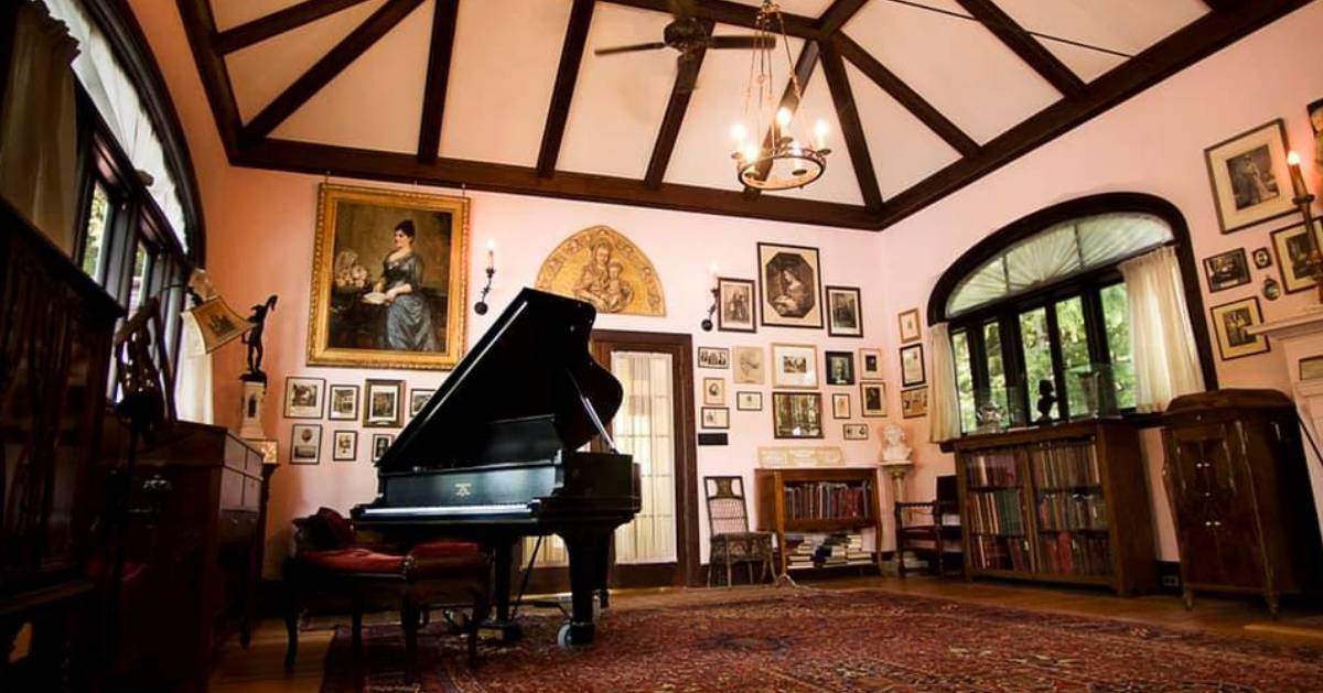 inside museum with grand piano