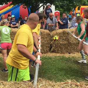 human foosball game