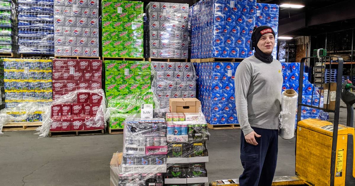 beverage employee man in warehouse