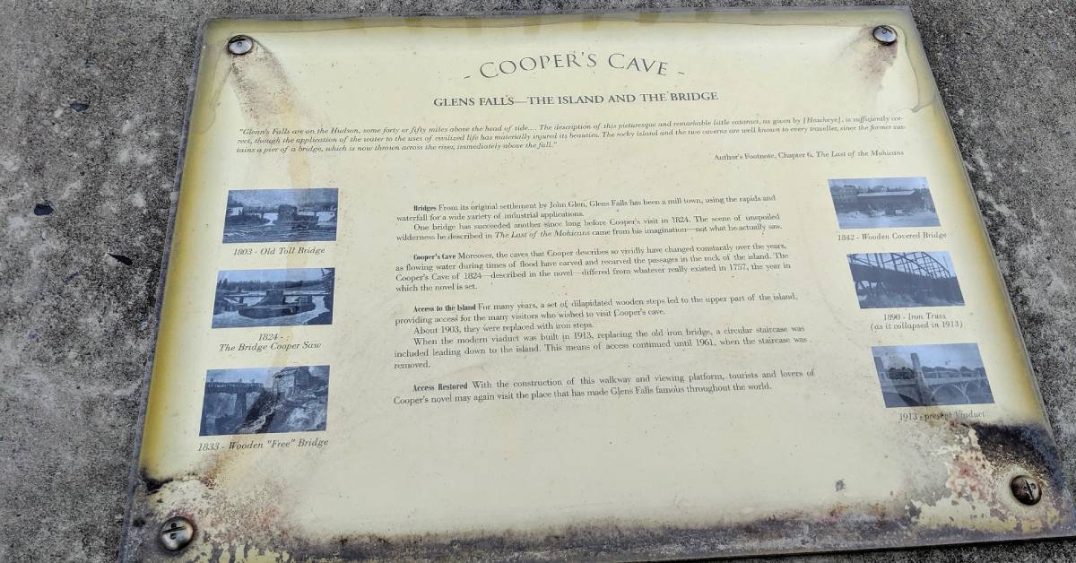 historic sign for cooper's cave