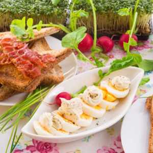 table set for Easter brunch