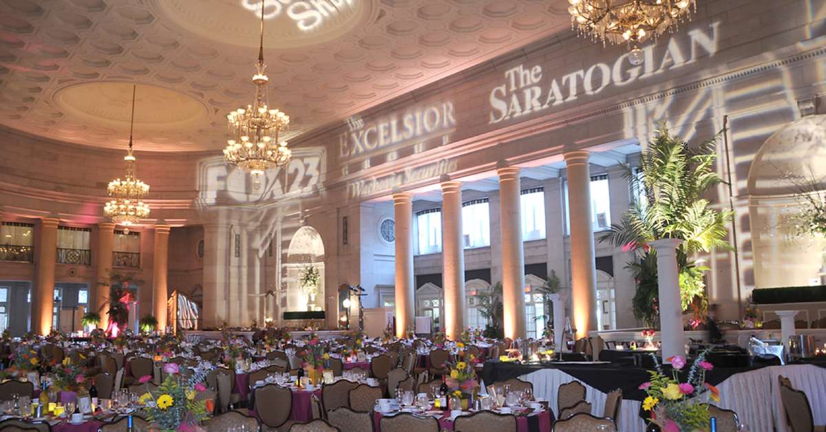 tables at a gala in the hall of springs