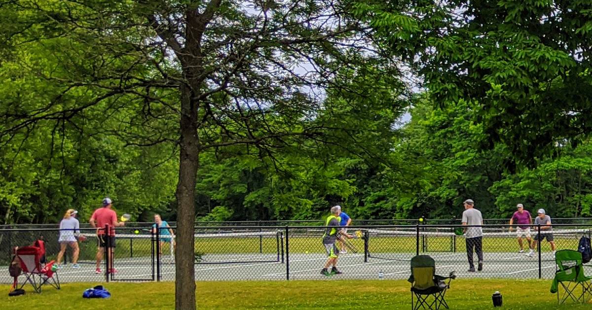 people playing pickleball