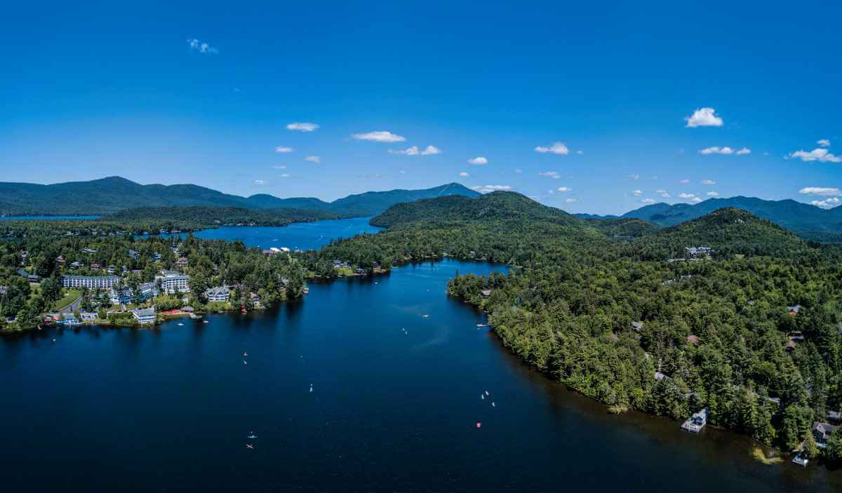 Aerial view of Lake Placid on a clear day
