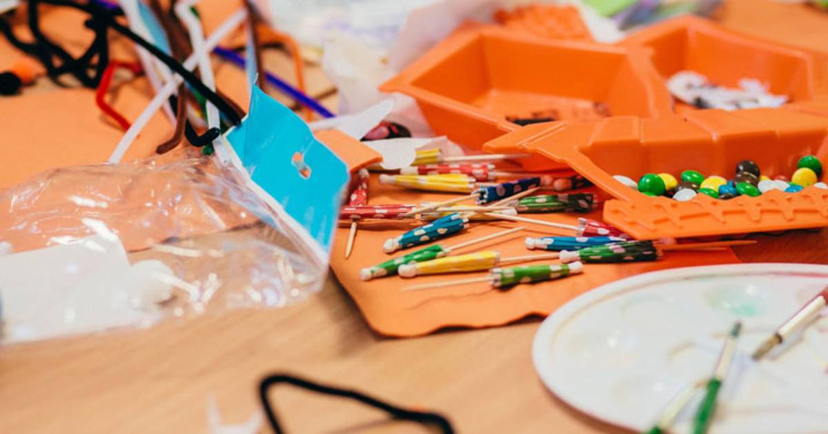 craft materials on a table