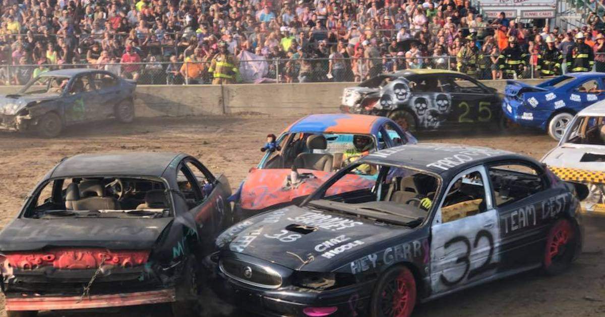 cars in a demo derby