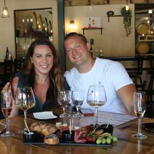 couple enjoying the tasting room