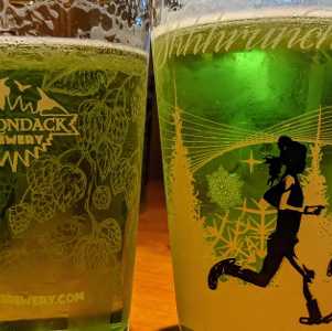 two green beers in glasses