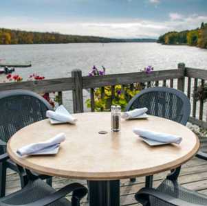 a table overlooking the water