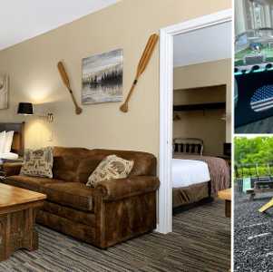 family suite, game room, and part of a playground at stone gate resort