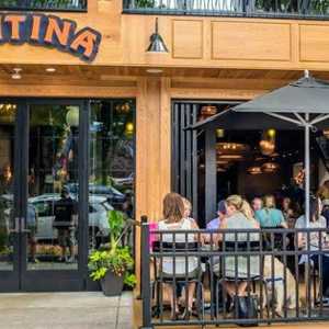 people dining on a patio