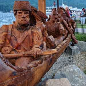 statue in front of fort william henry in lake george