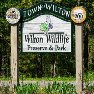 Wilton Wildlife Preserve & Park sign
