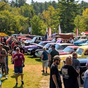 people attending a car show
