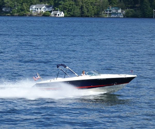 speedboat on a lake