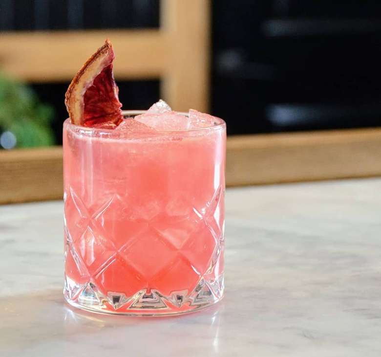 pink cocktail with blood orange