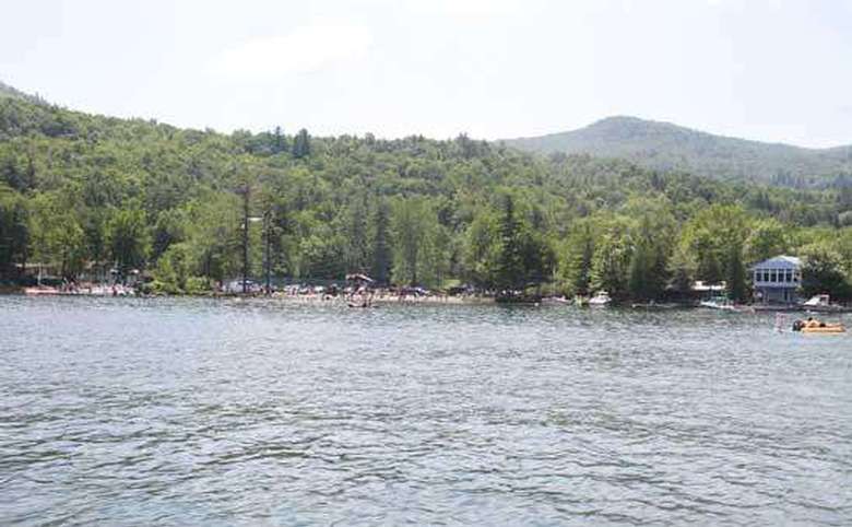 view of the Washington County Beach from the waters of Lake George