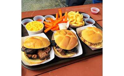 barbecue food on tray