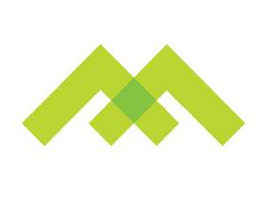 a green and yellow m logo
