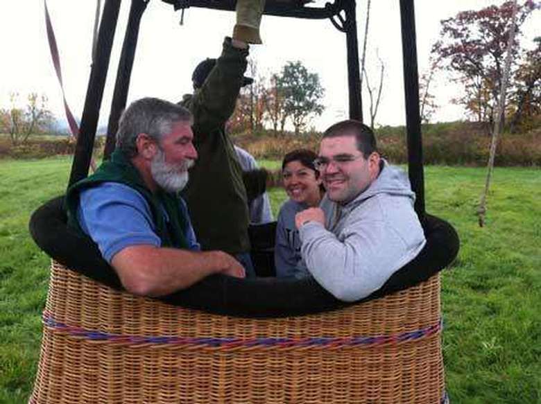 group of people ready for a hot air balloon flight