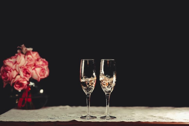 two champagne glasses