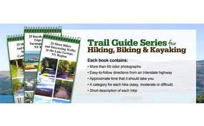 Image advertising a Trail Guide Series of booklets for hiking, biking, and kayaking