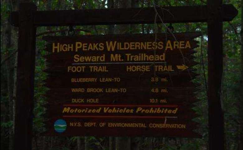 high peaks wilderness area sign